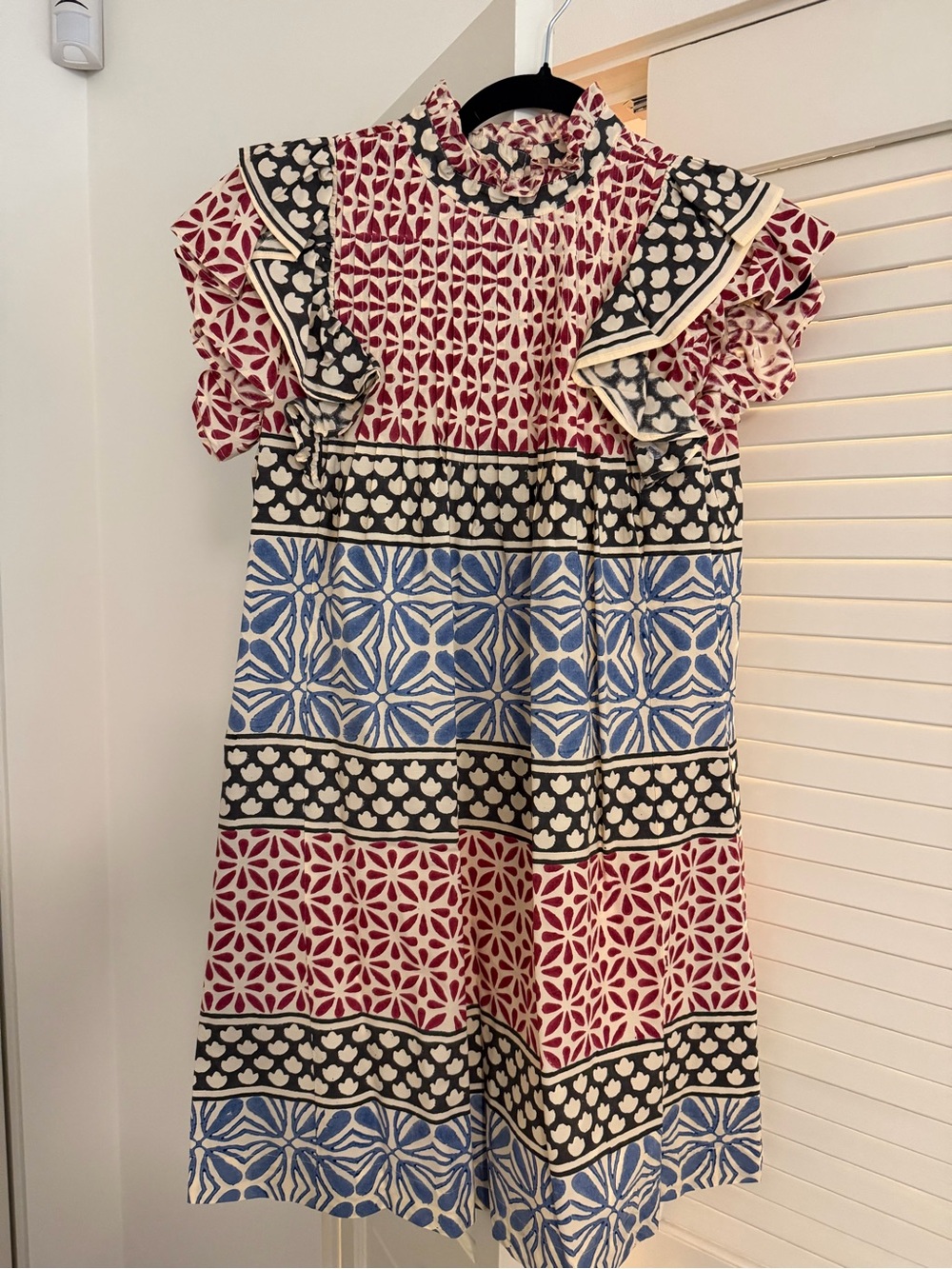 Oliphant Girls' Printed Ruffle Dress in Red, Blue & Black